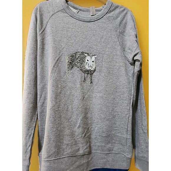 Micro Pigs Wild Boar Sweatshirt Medium A130 New Excellent Soft Comfy Nice Warm - Picture 1 of 7